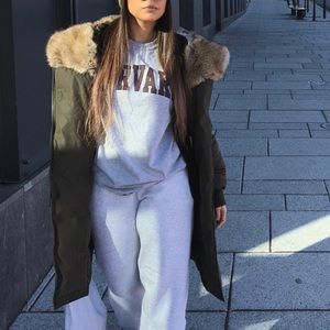 Aritzia Olive Green Parka with Faux Fur Trim